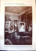 Old Antique Print Royal Academy Exhibition Arthur Hacker In Studio 1903 20th