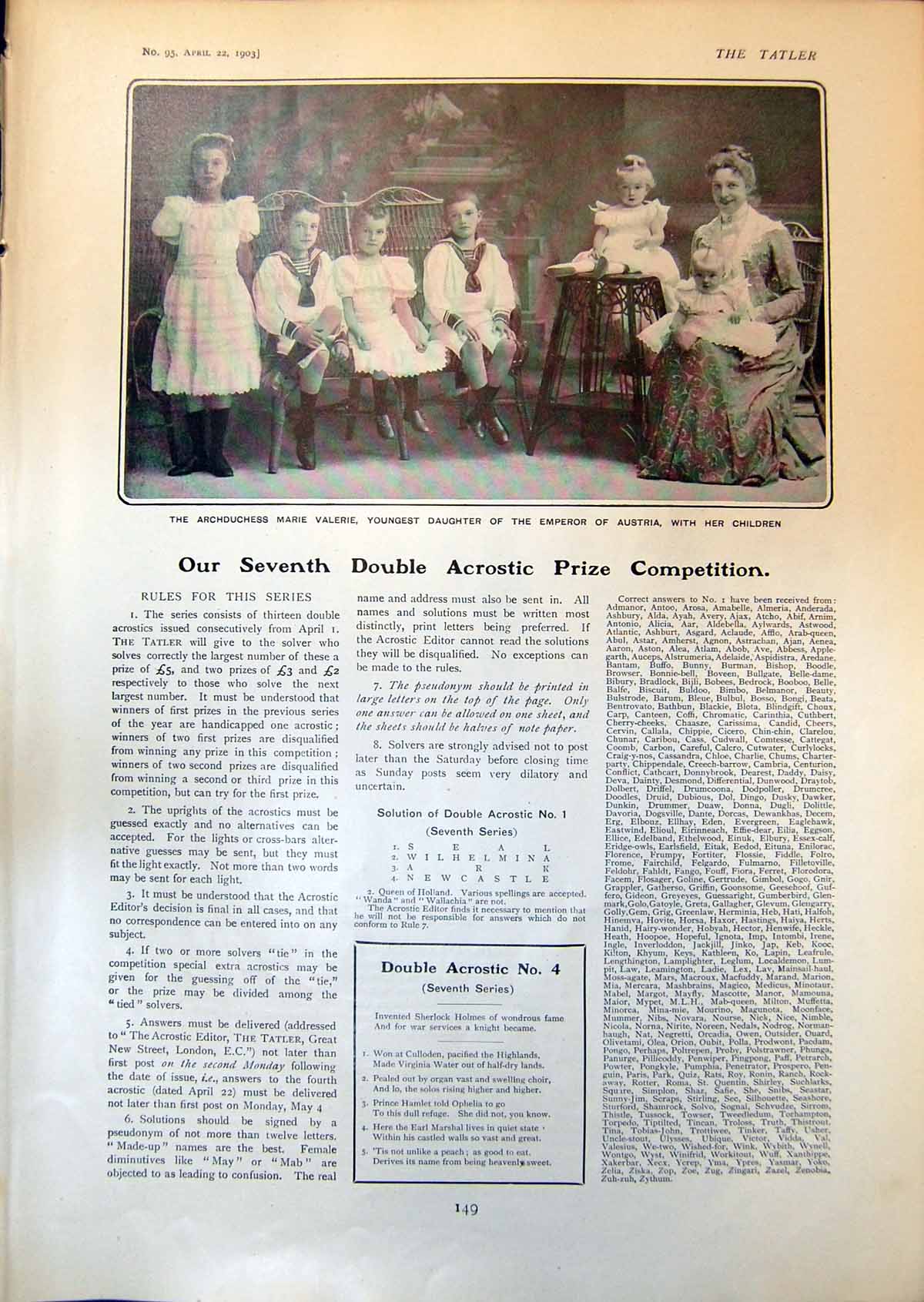 Old Archduchess Marie Valerie Children Competitors Rackets Singles 19 20th
