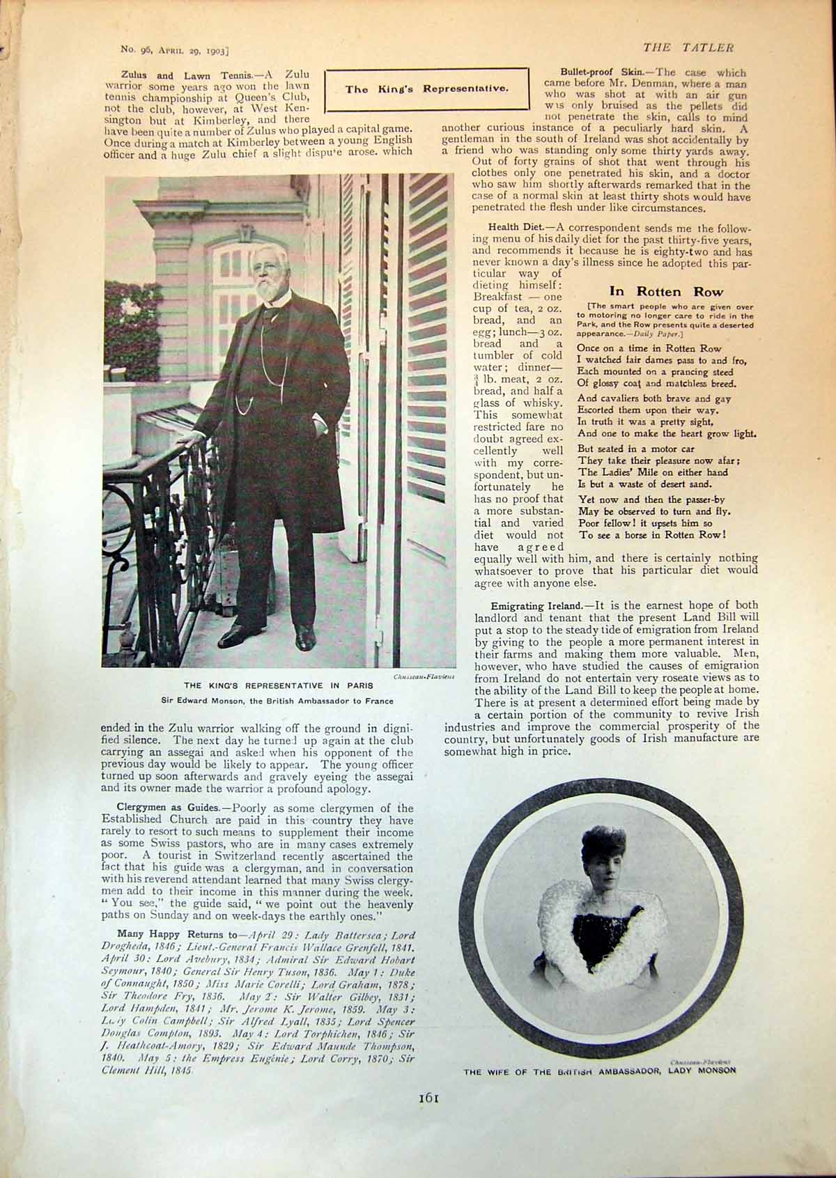 Antique Print Sir Edward Lady Monson Ambassador France Medmenham Abbey 1903