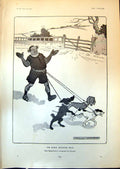 Antique Old Print Humour Will Owen Stock Exchange Walk Oppenheimer Dogs 1903