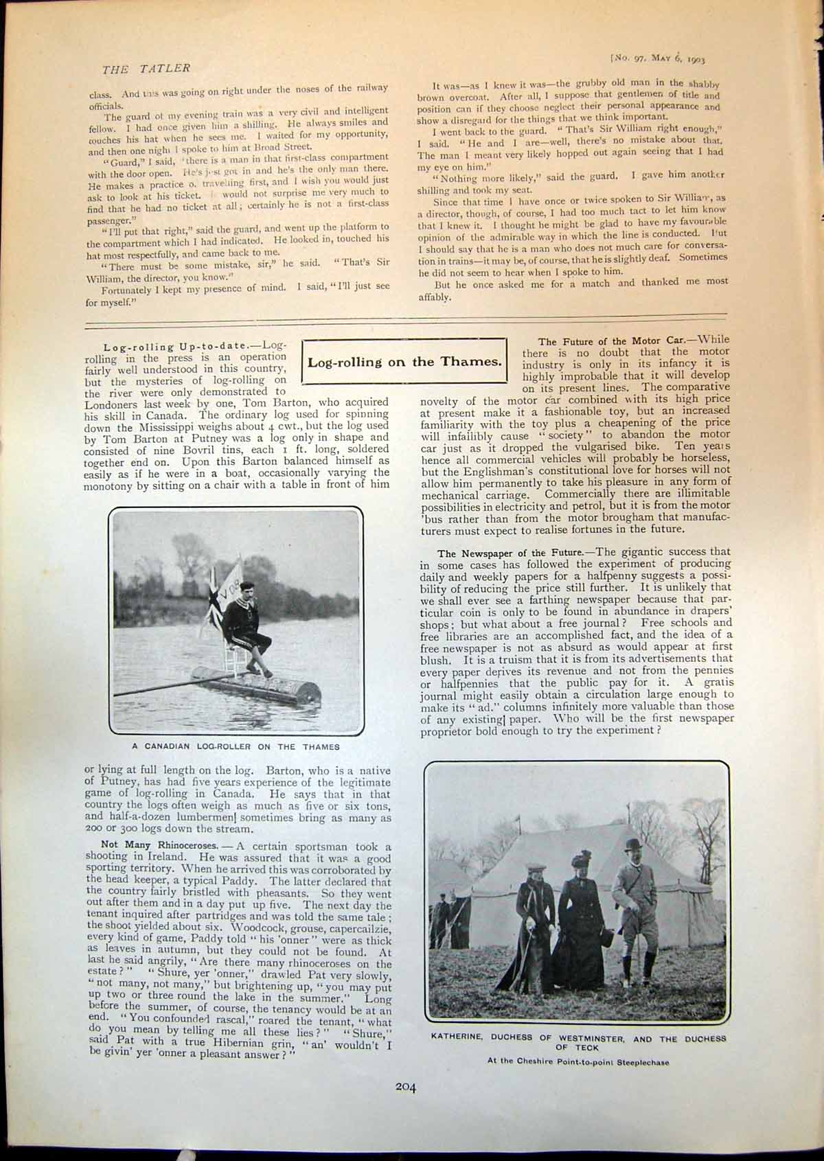 Old Canadian Log Roller Thames Katherine Duchess Westminster Teck 190 20th