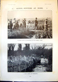 Antique Print Otter Hunting Field Crossing Brook Interval Refreshments 1903