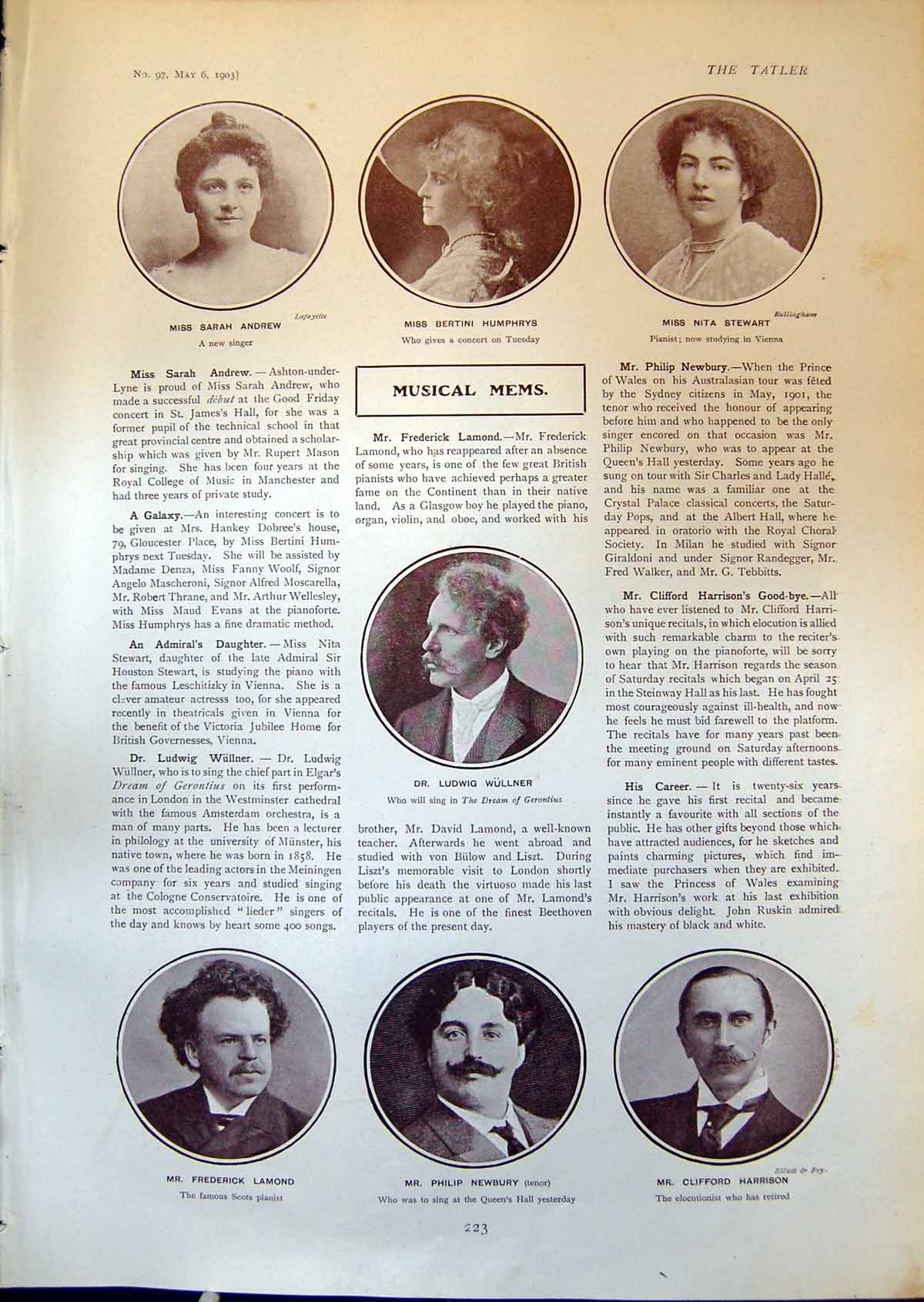 Old Dr Ludwig Wullner Philip Newbury Royal Bijou Russell E Barwick 19 20th