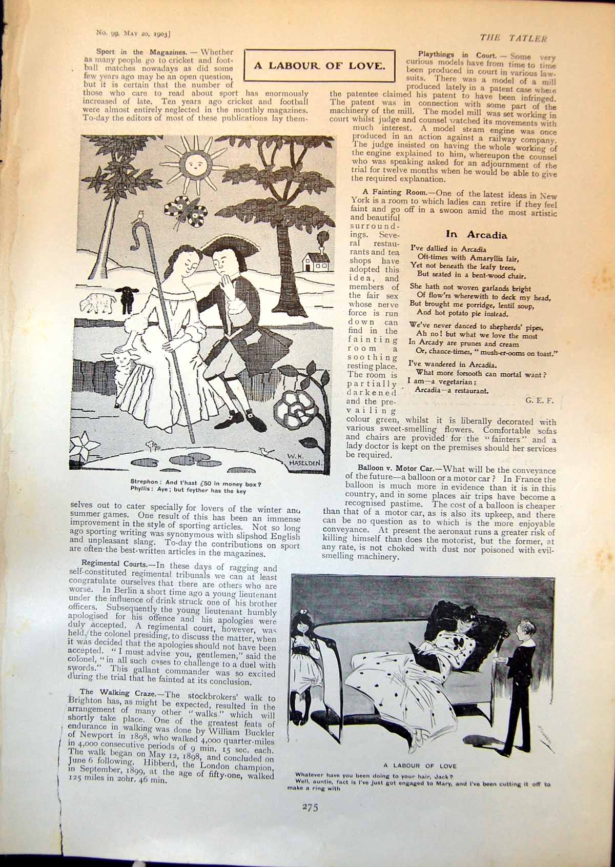 Old Humour Strephon Phyllis Inspector P Clayton Art Sailing Brig 1903 20th