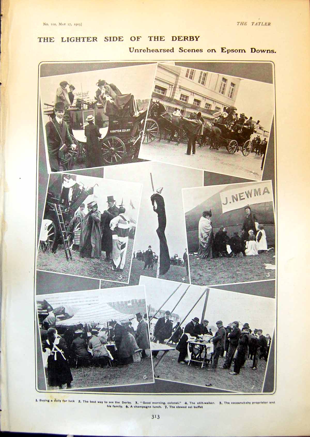 Antique Old Print Derby Epsom Downs Grave Bay Middleton Artur Shrewsbury 1903