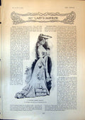 Antique Old Print Summer Toilette Millinery Stoles Diamond Pearl Tiara 1903