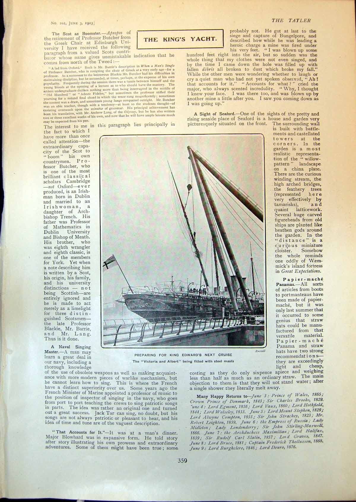 Old Preparing King Edwards Next Cruise Victoria Albert Fitted Masts