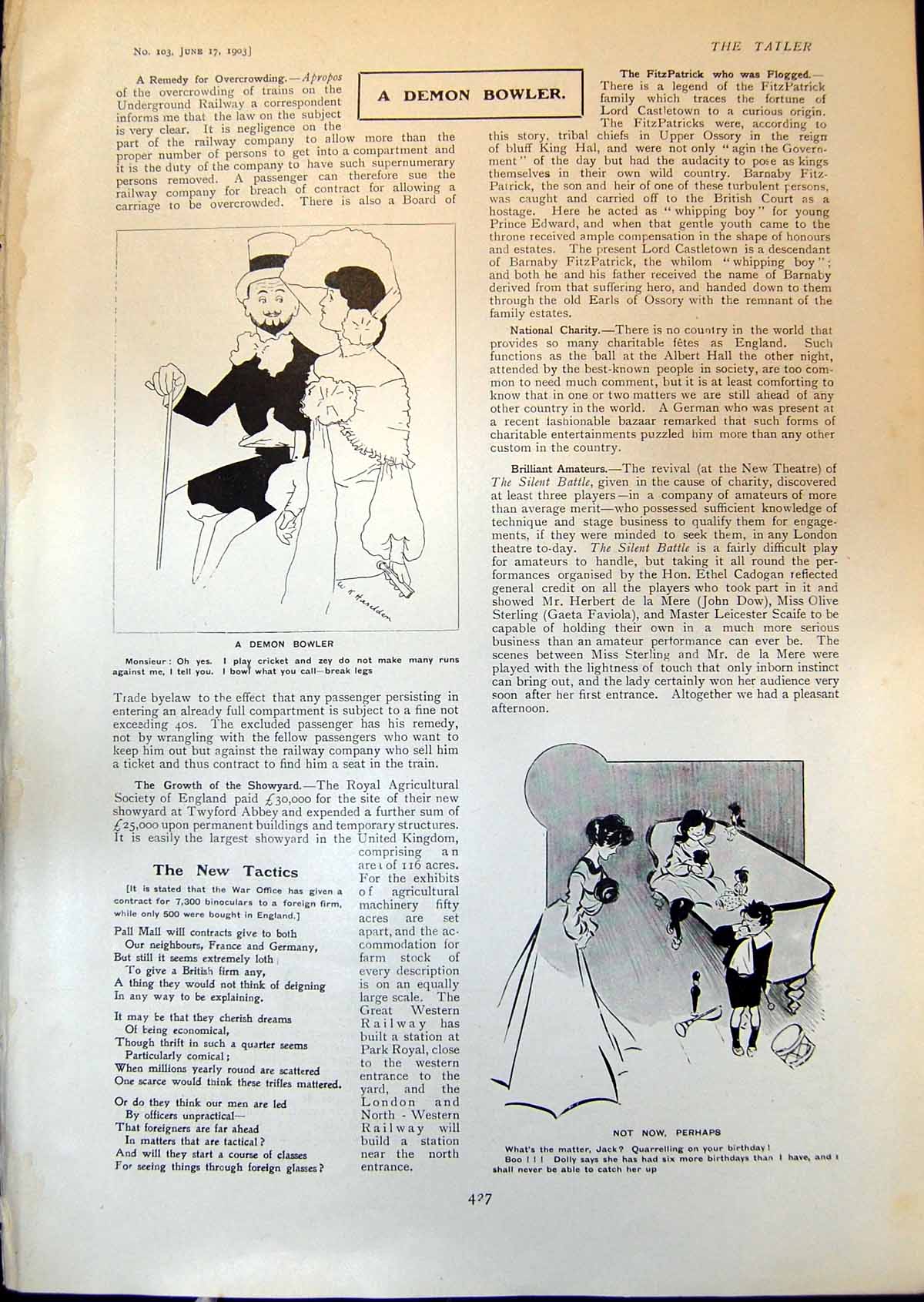 Old Antique Print Demon Bowler Development Carthorses James Buchanan 1903 20th