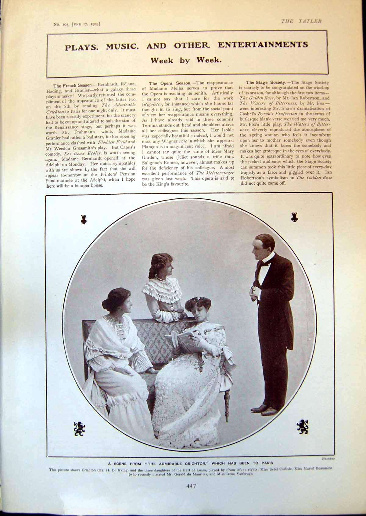 Old Admirable Crichton Dan Leno Gramophone West End Diners Tramps1903 20th