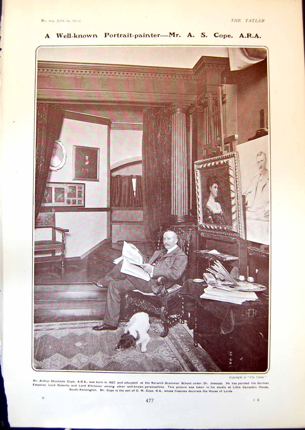 Old Print Arthur S Cope Painter Princesses Connaught Dublin Hospital 1903 20th