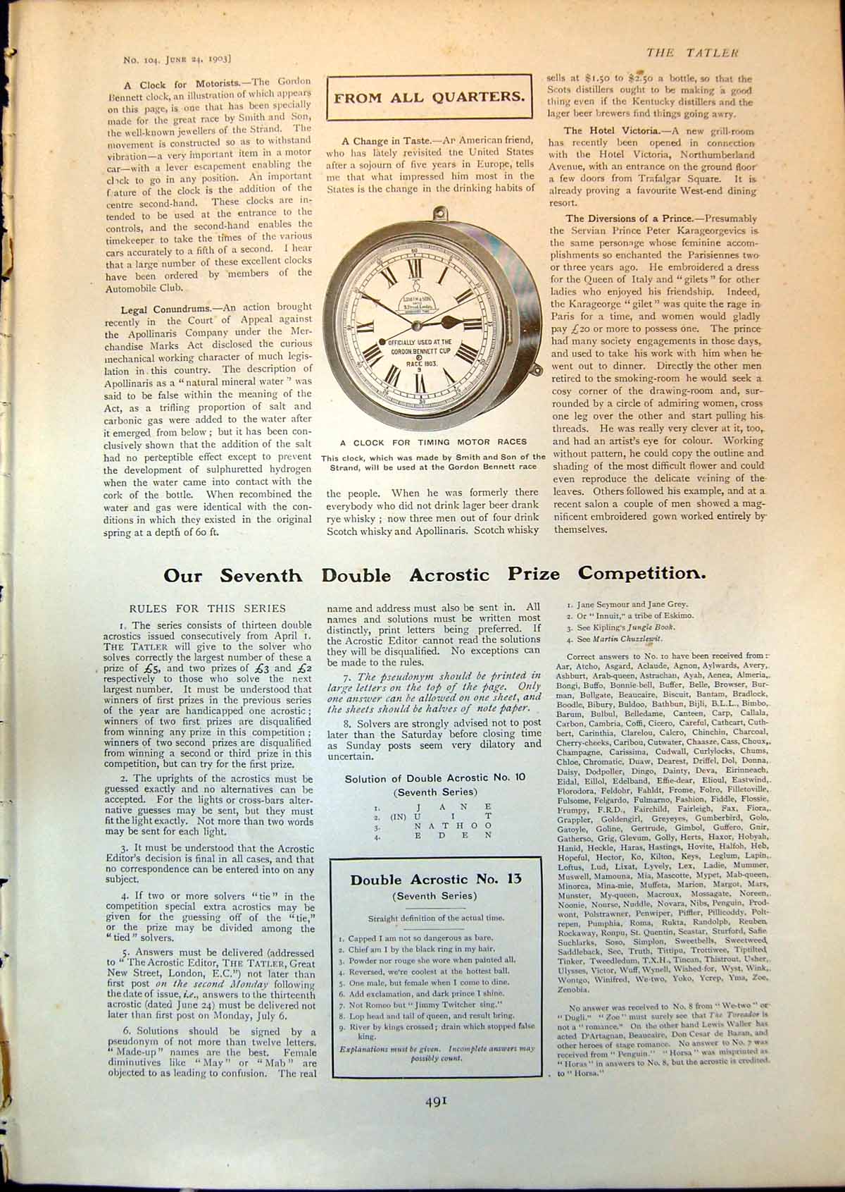 Old Clock Timing Motor Races Cricket J Lester G Beldam C W Brown 1903 20th