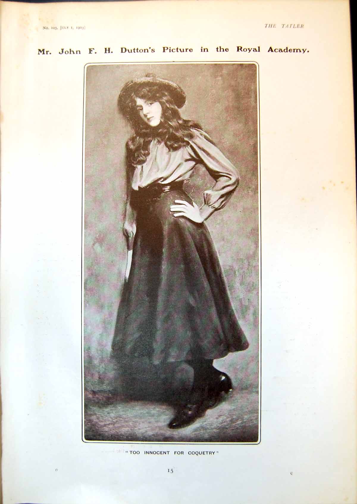 Antique Print John Duttons Picture Royal Academy Too Innocent Coquetry 1903