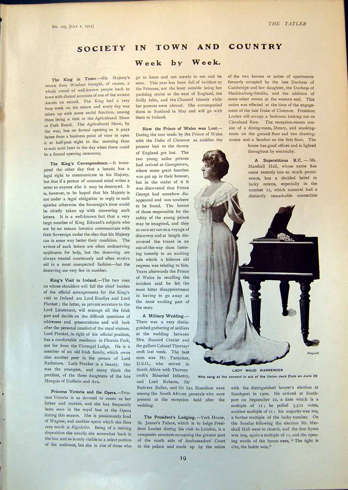 Antique Print Lady Maud Warrender Princess Hatzfeldt Mrs Claude Watney 1903