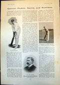 Antique Old Print Cricket L Walker B Bosanquet John Hammond Milking Cow 1903