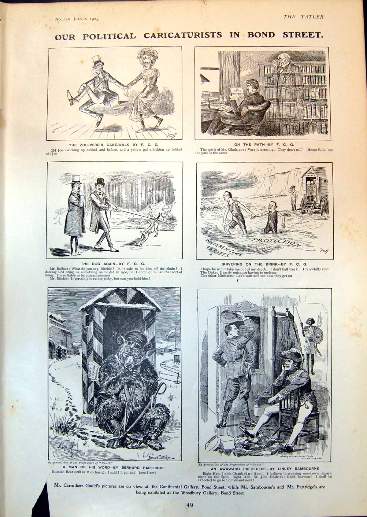 Old Political Caricaturists Bond Street Marriage Anthony Hawkins 1903 20th