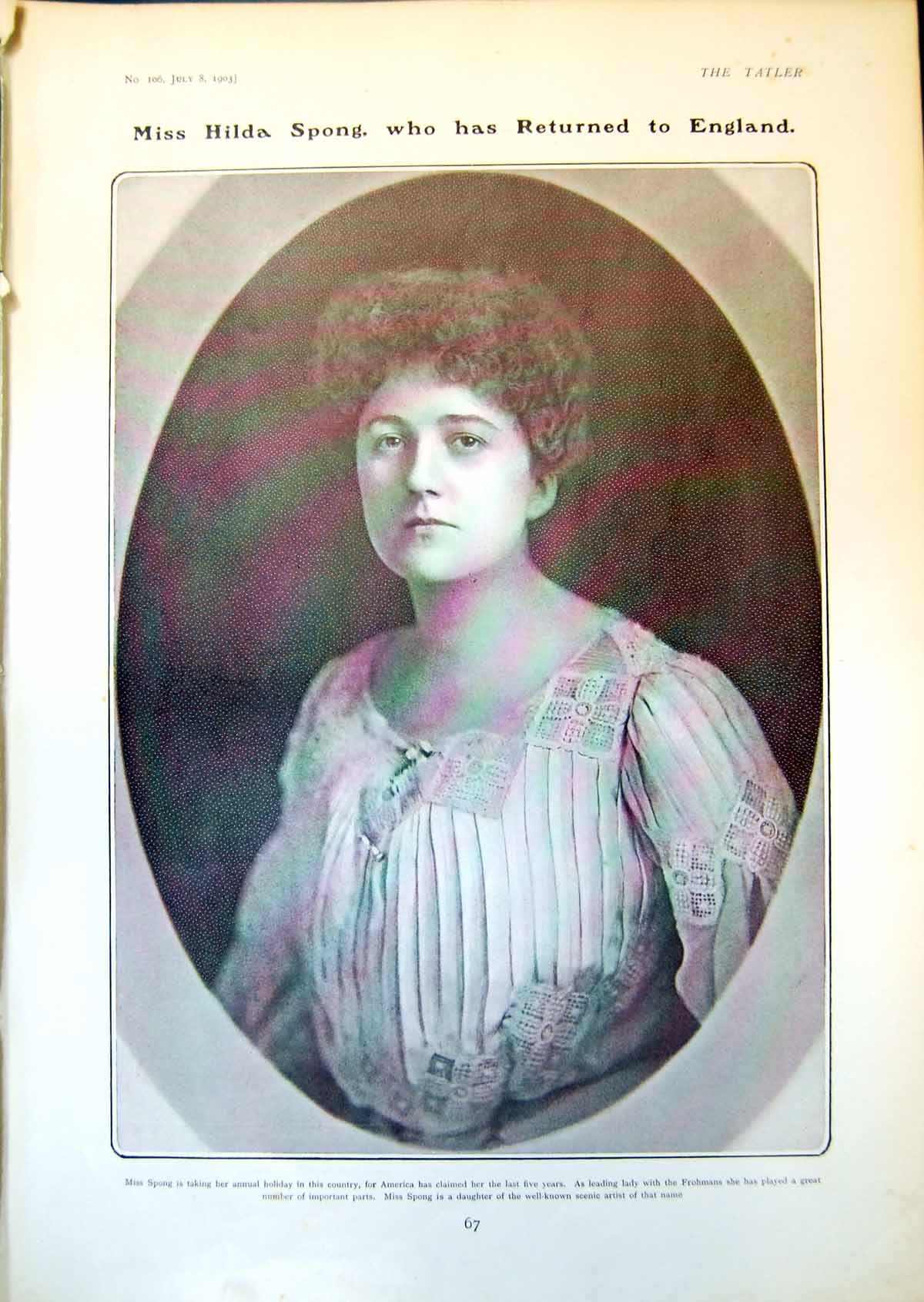 Antique Old Print Hilda Spong Dancers Daisy Dunkertsbuhler Florrie Tomes 1903
