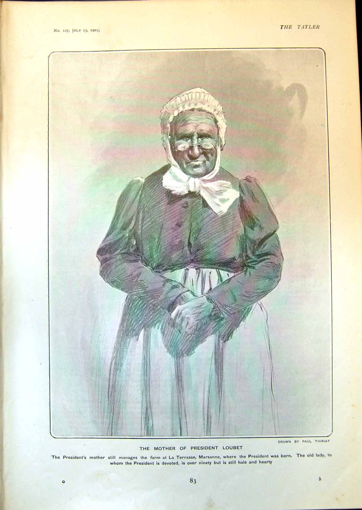 Antique Print Mother President Loubet Farm Marsanne Lord Hawke Cricket 1903