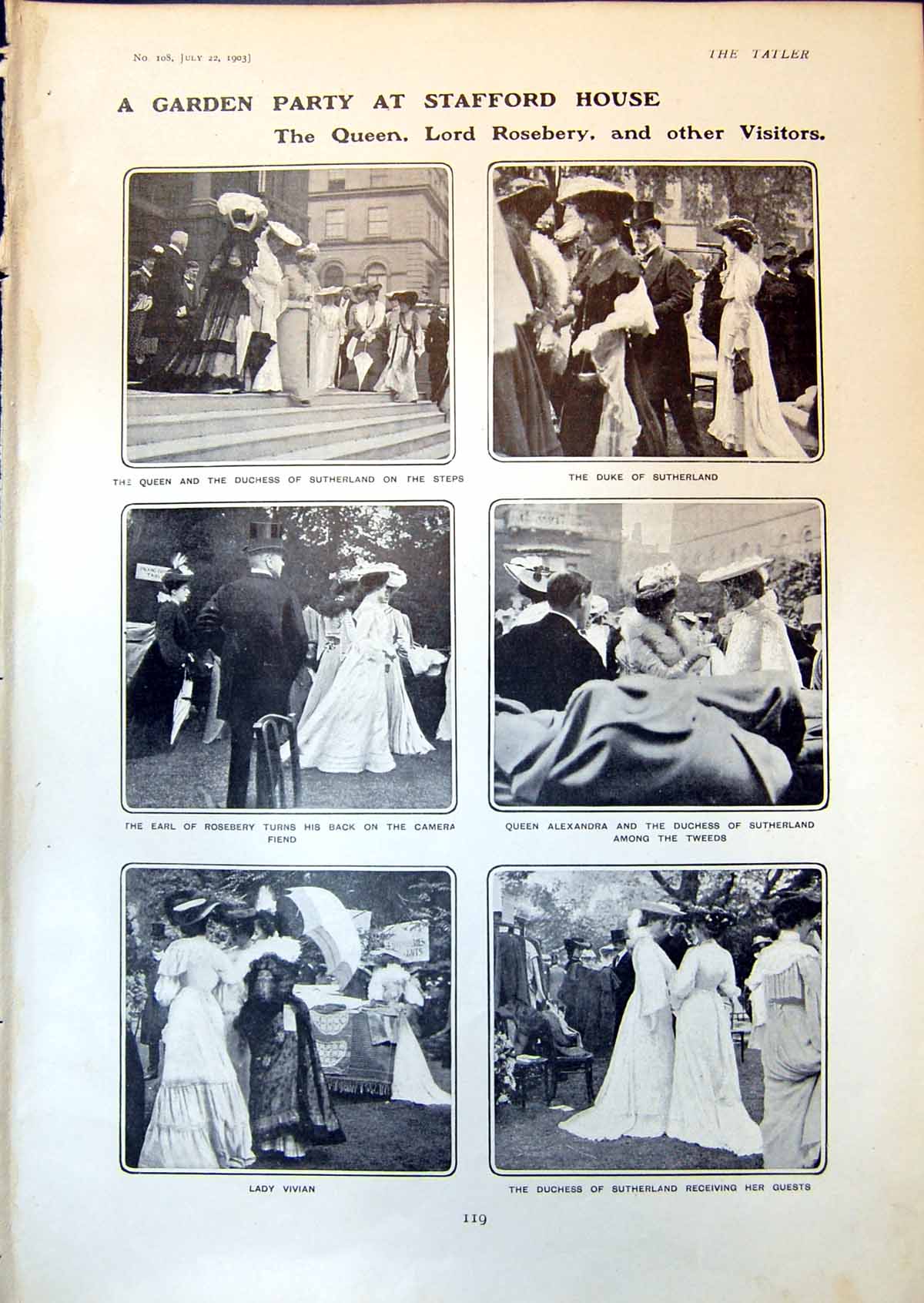 Old Garden Party Stafford House Earl Dudleys Constabulary Motor 1903 20th