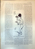 Original Old Antique Print Plum Man Cap Notebook Might Take Middlesex Team 1903