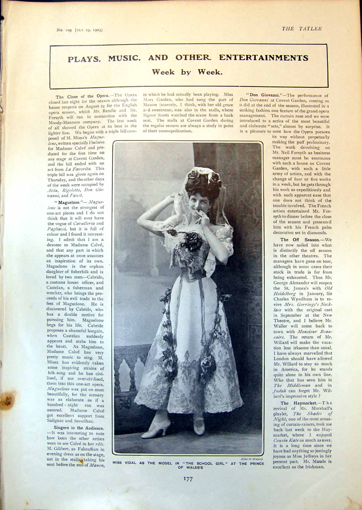 Antique Old Print Miss Vidal Isa Bowman Henry Irving 1869 Doctors Robes 1903
