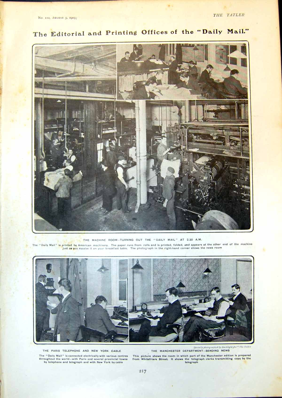 Antique Print Editorial Ing Offices Daily Mail Repairing Puncture Tyre 1903