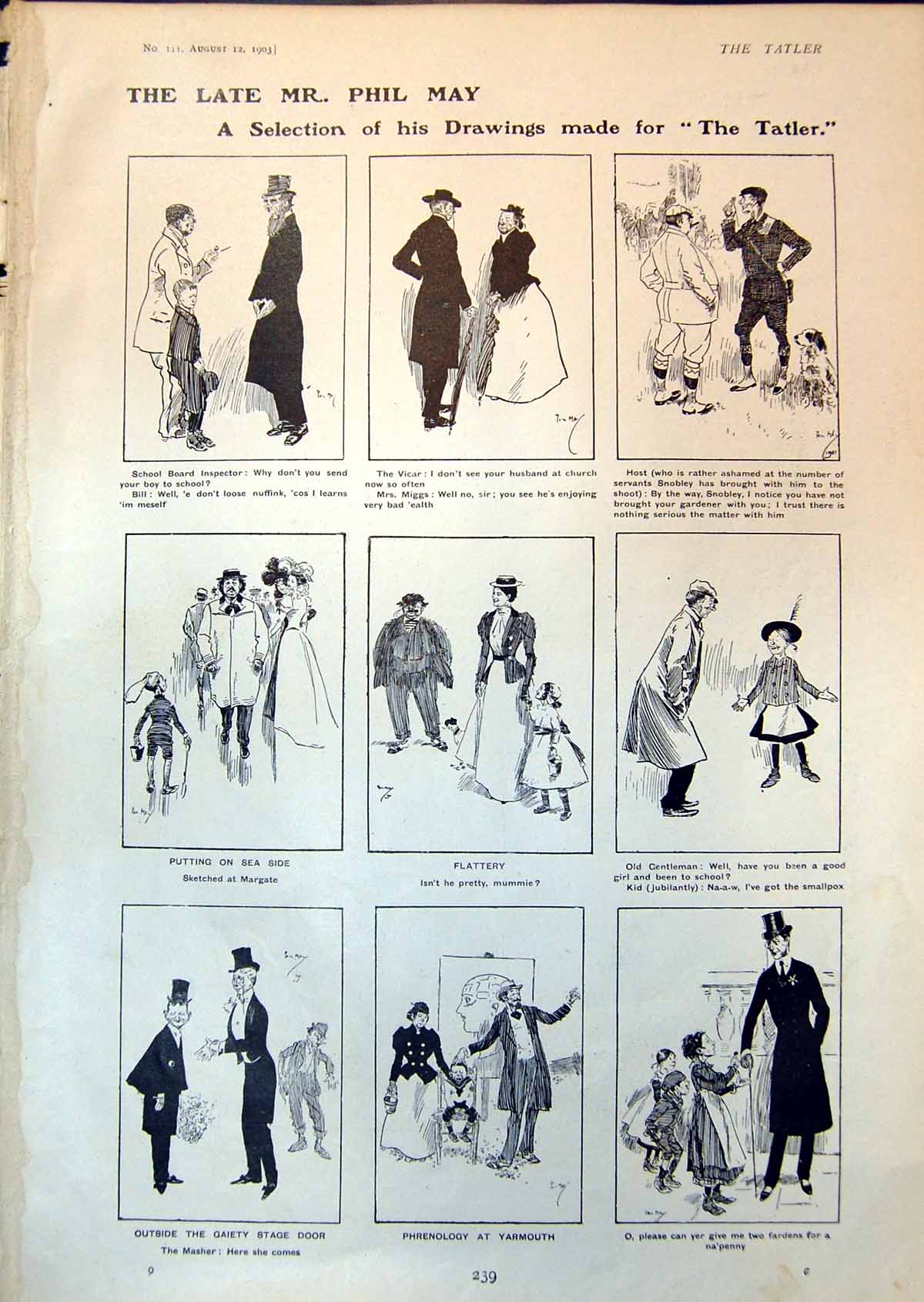 Old Phil Mays Drawings G Bailey Cat Jim Theatricals Tunbridge Wells