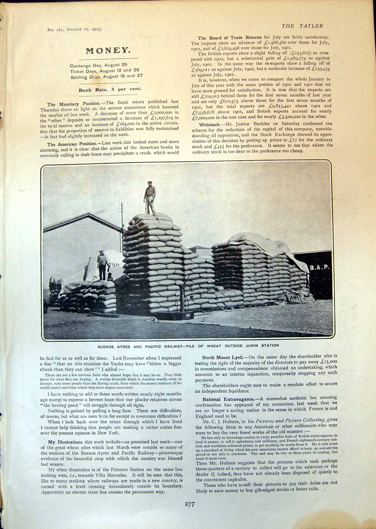 Antique Print Buenos Ayres Pacific Railway Wheat Junin Palermo Station 1903