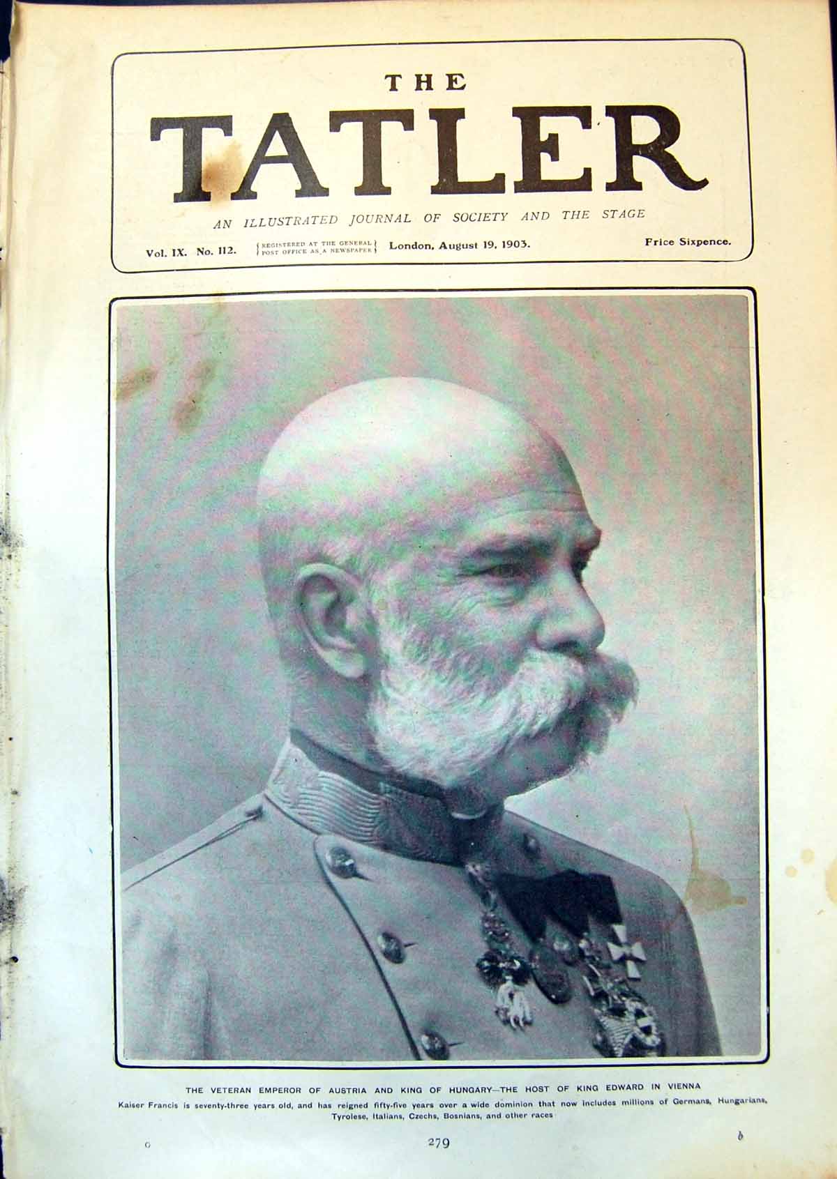 Old Kaiser Francis Emperor Austria King Hungary Host King Edward 1903 20th