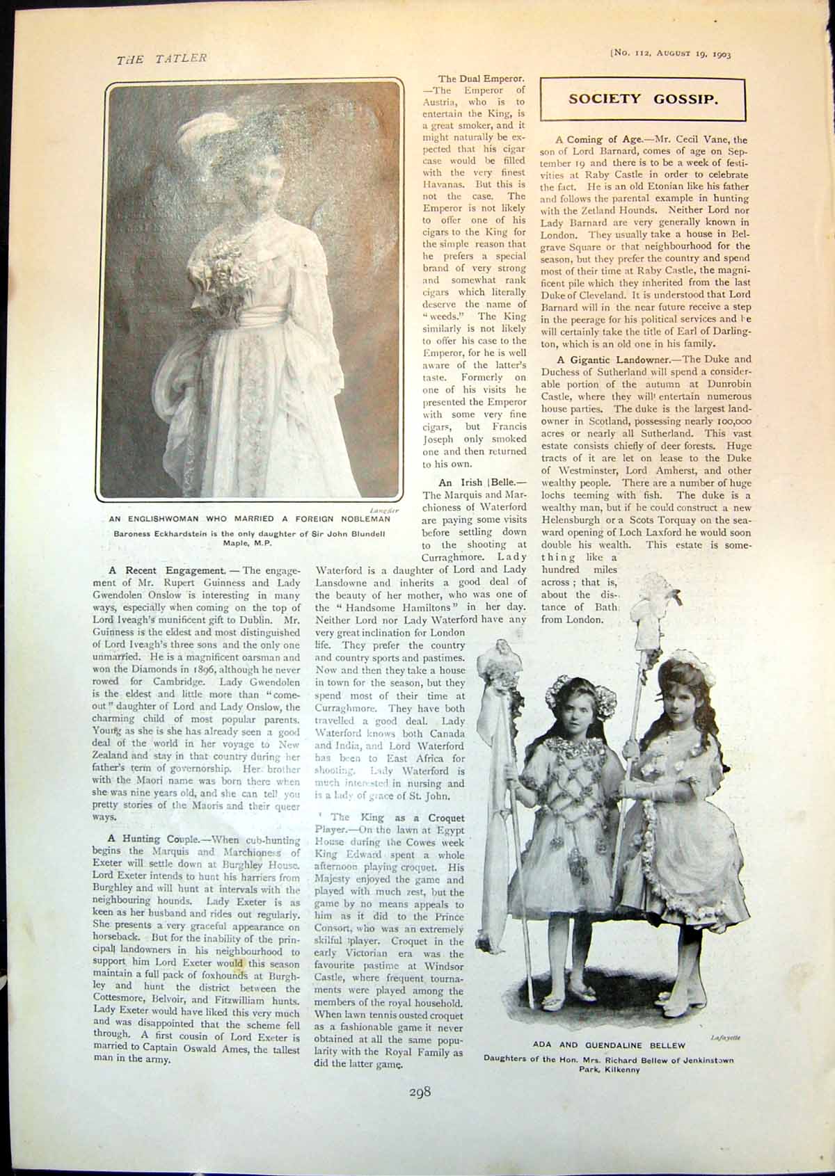 Old Baroness Eckhardstein Ada Guendaline Bellew Mrs A Harmsworth 1903 20th