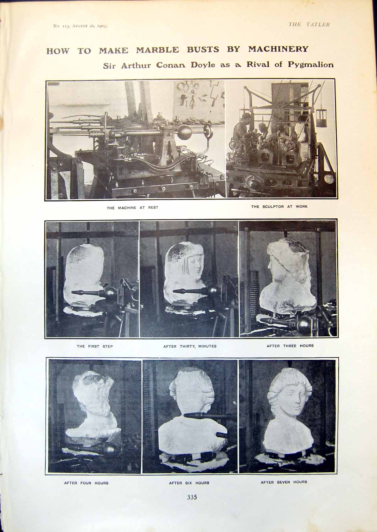 Antique Print Make Marble Busts Machinery Sir Horace Plunkett Panhard 1903 20th