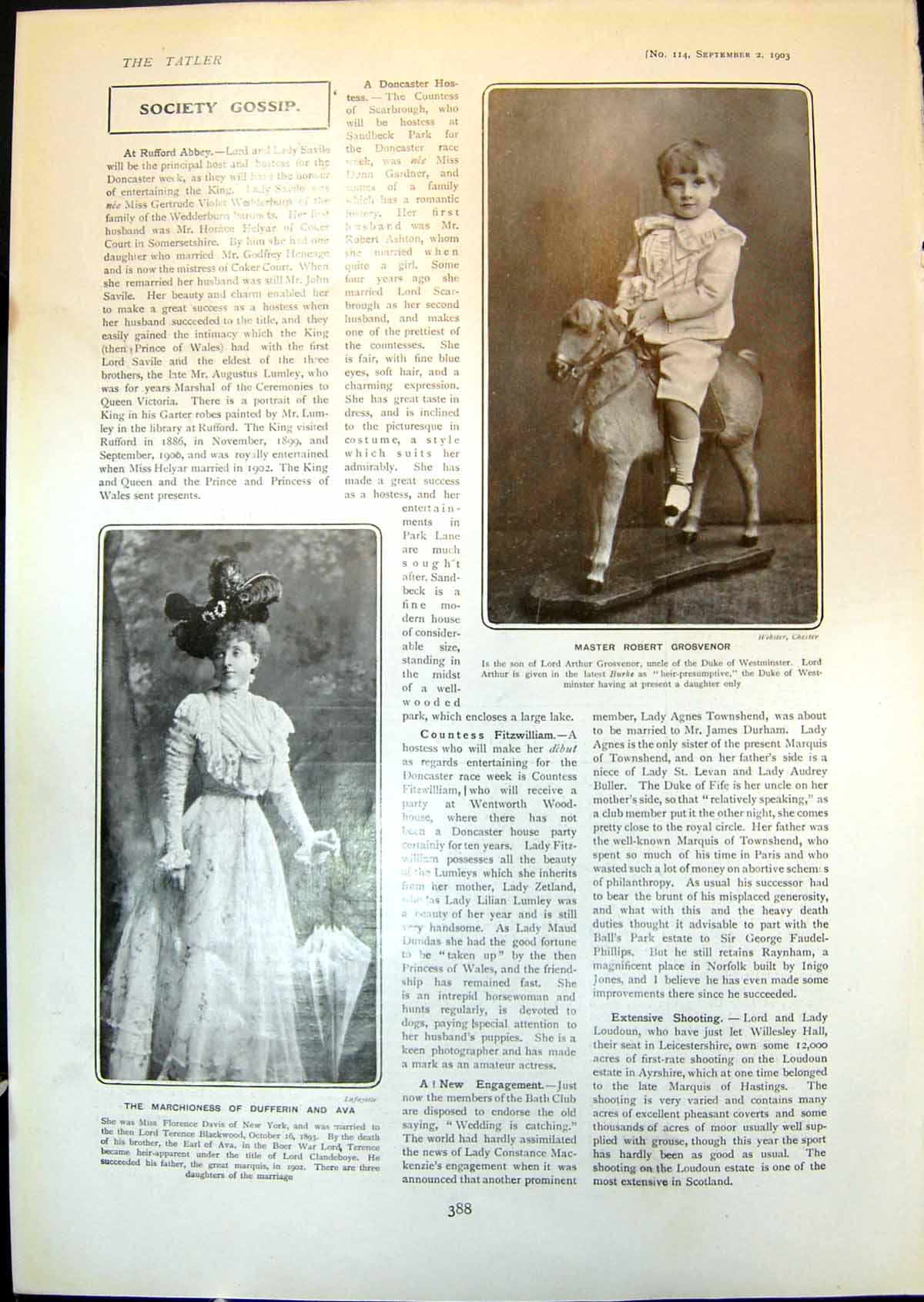 Old Print Marchioness Dufferin Ava Robert Grosvenor Baroness Hayashi 1903 20th