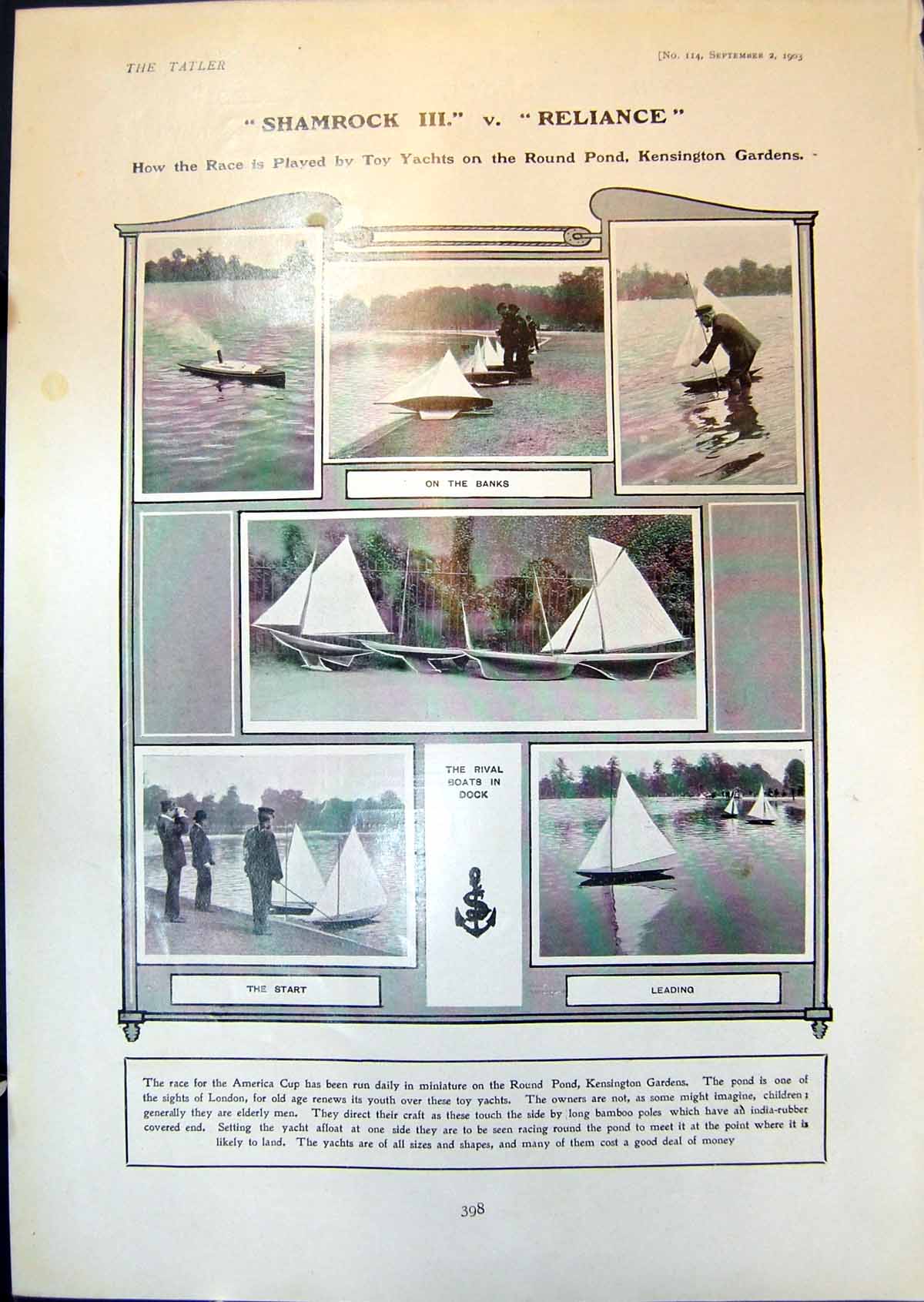 Old Shamrock 111 V Reliance Toy Yachts London Clubs Carlton Guards190