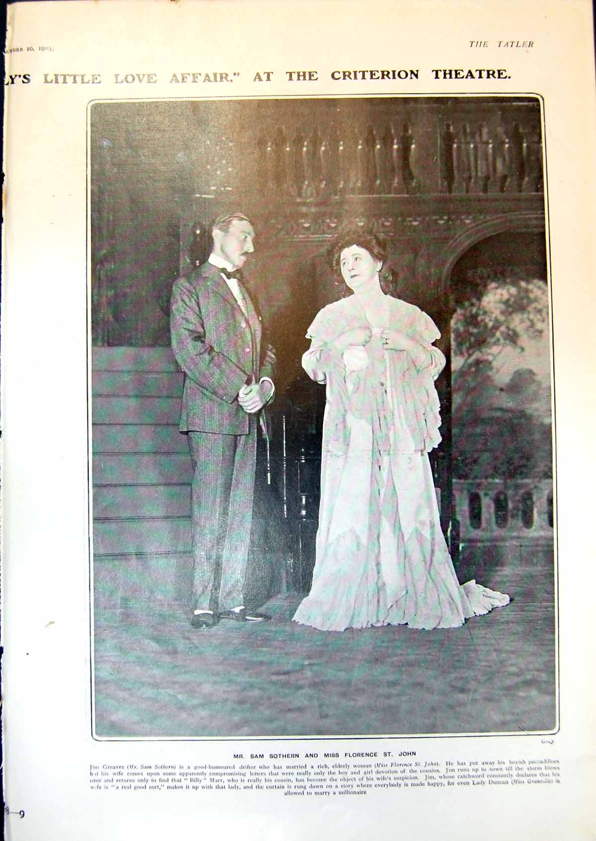 Antique Print Sam Sothern Florence St John President Roosevelt Family 1903 20th