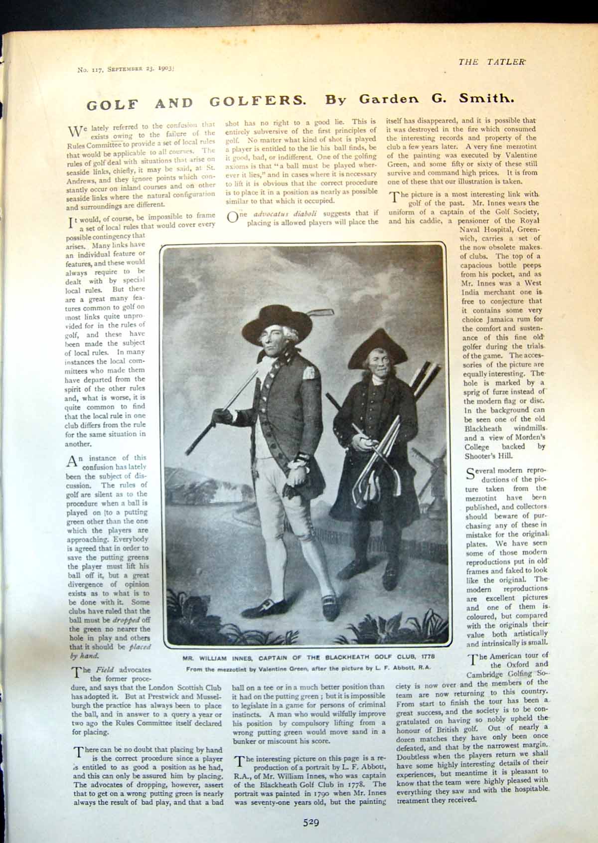 Old Williaim Innes Blackheath Golf Club 1778 W Grace F Lacey Cricket 18th