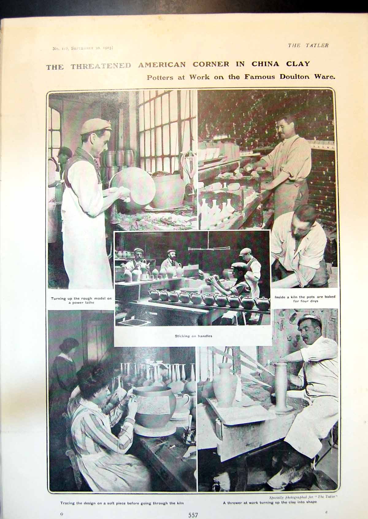 Antique Print Potters Work Doulton Ware Clay Kiln Salmon Fishing North 1903