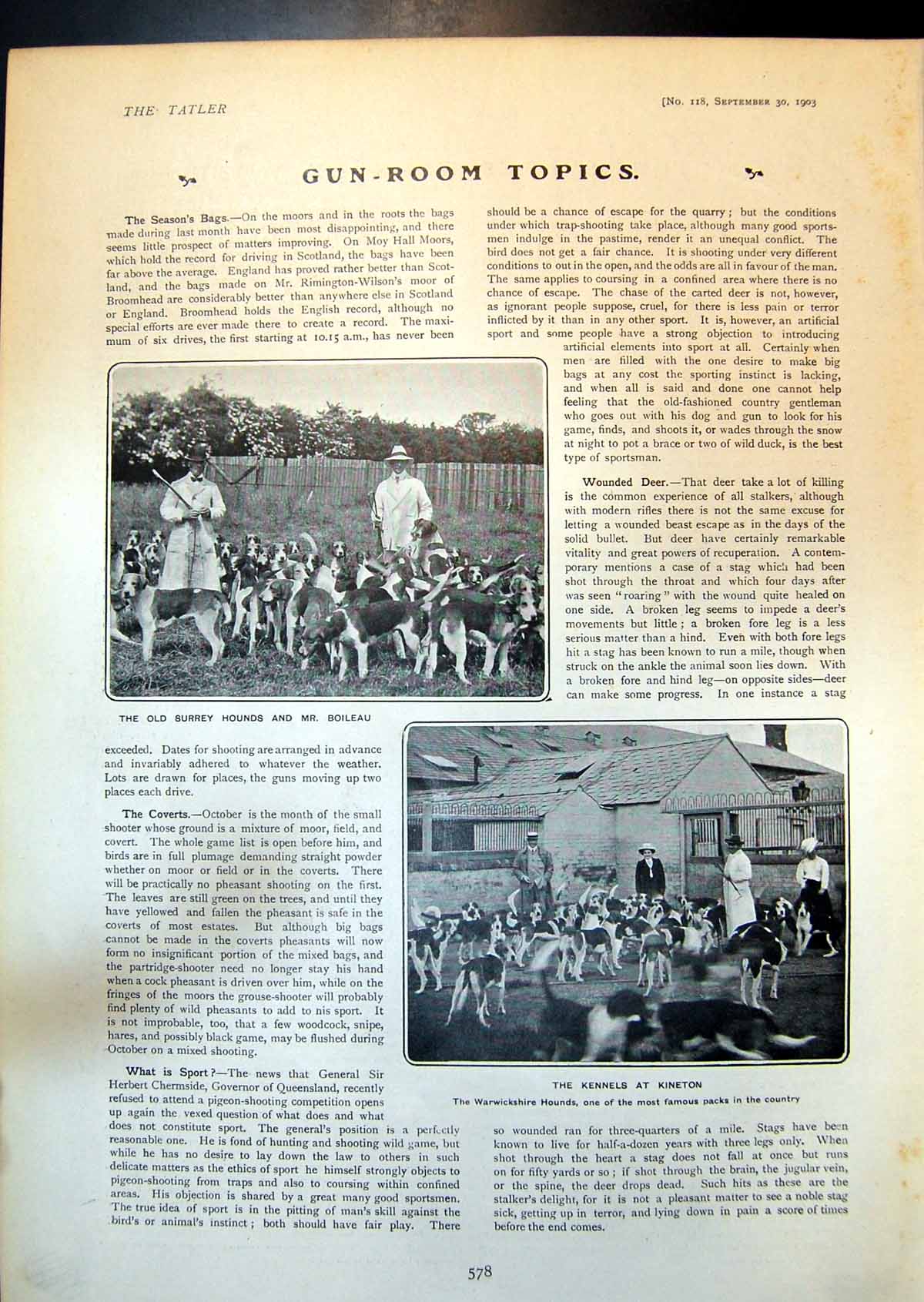 Old Kennels Kineton Surrey Hounds Boileau George Du Cros Panhard 1903 20th