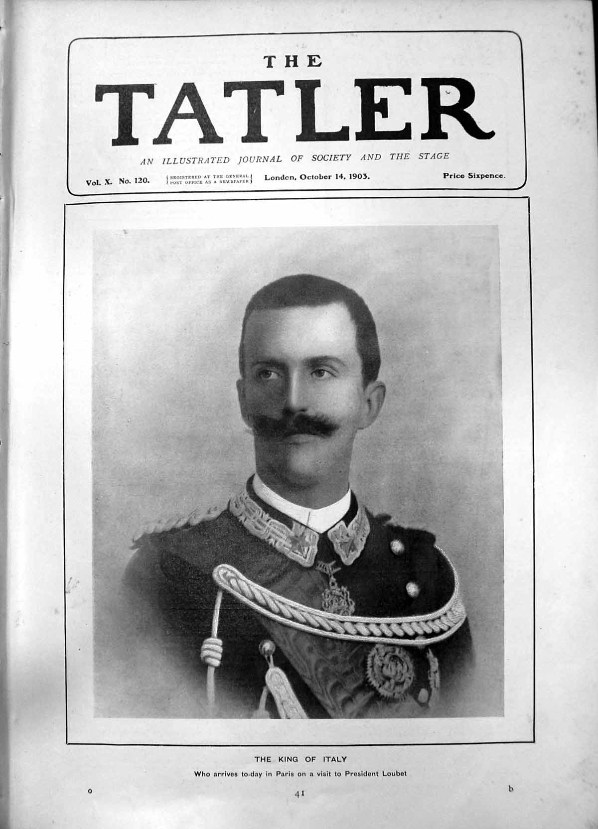 Original Old Antique Print King Italy Arrives Paris Visit President Loubet 1903