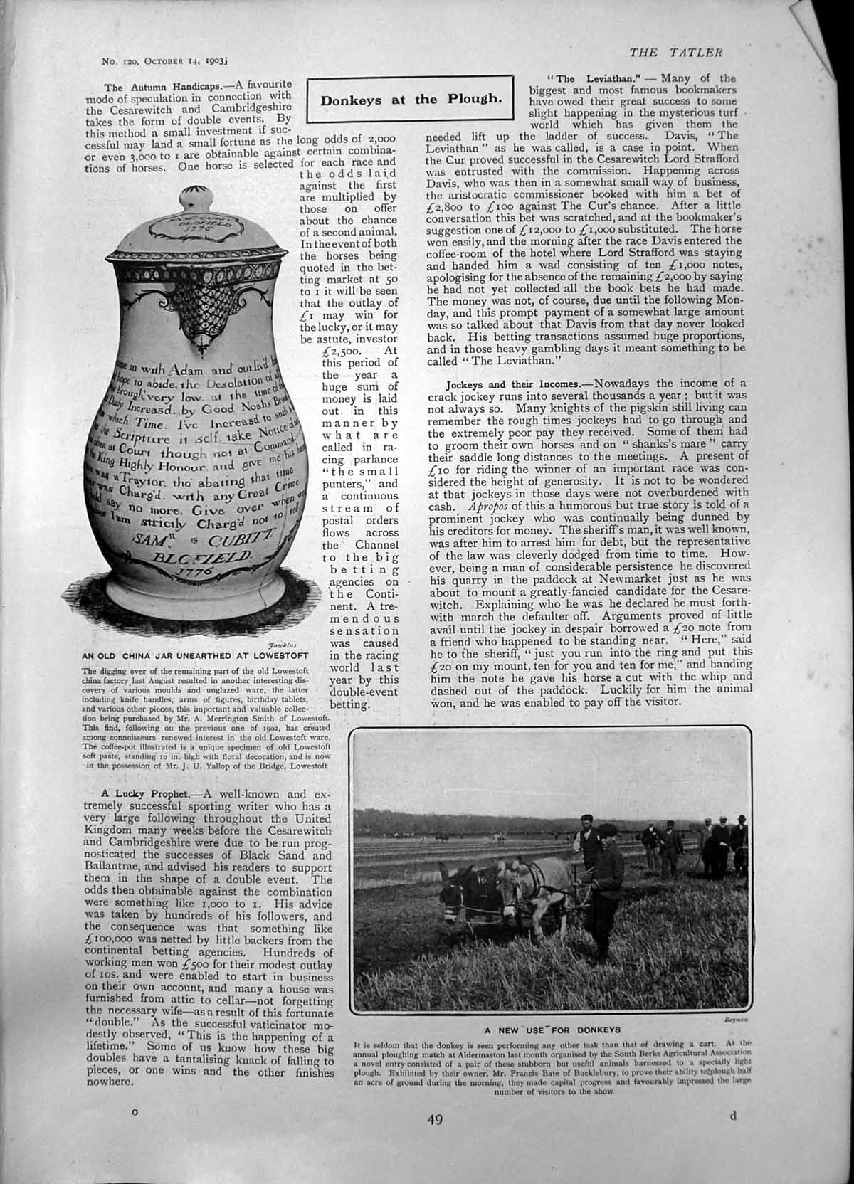 Antique Print China Jar Lowestoft Donkeys Colosseum Oban Chapel Royal 1903 20th