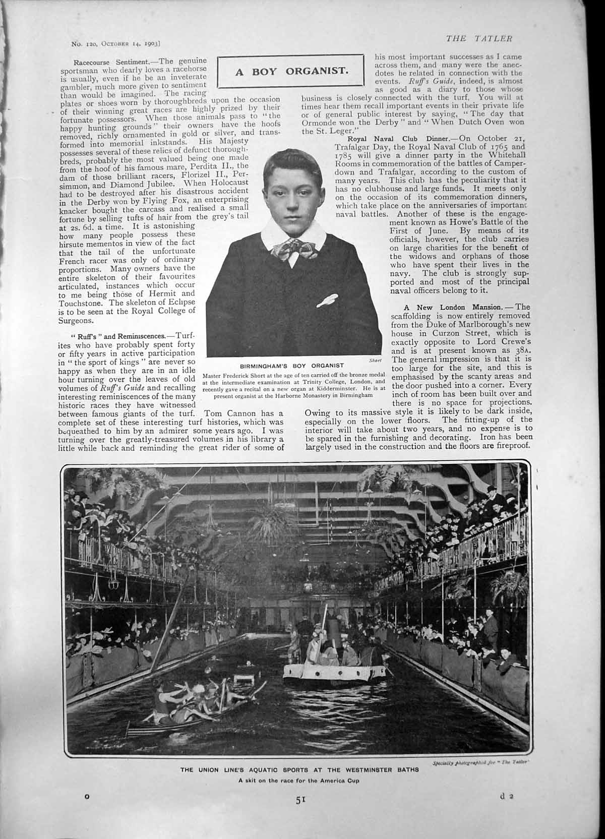 Old Frederick Short Organist Aquatic Sports Edwin Boyde Alice Lloyd