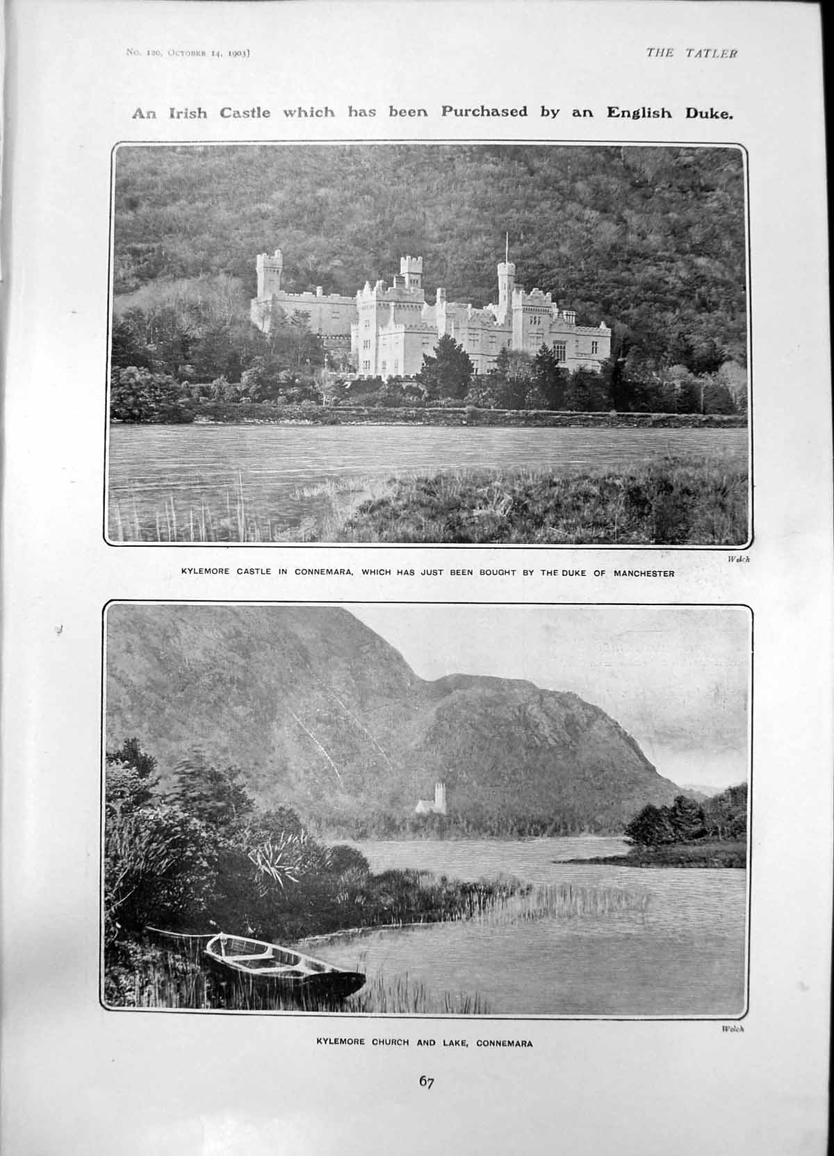 Old Kylemore Castle Church Lake Connemara Nellie Bowman A Webster1903 20th