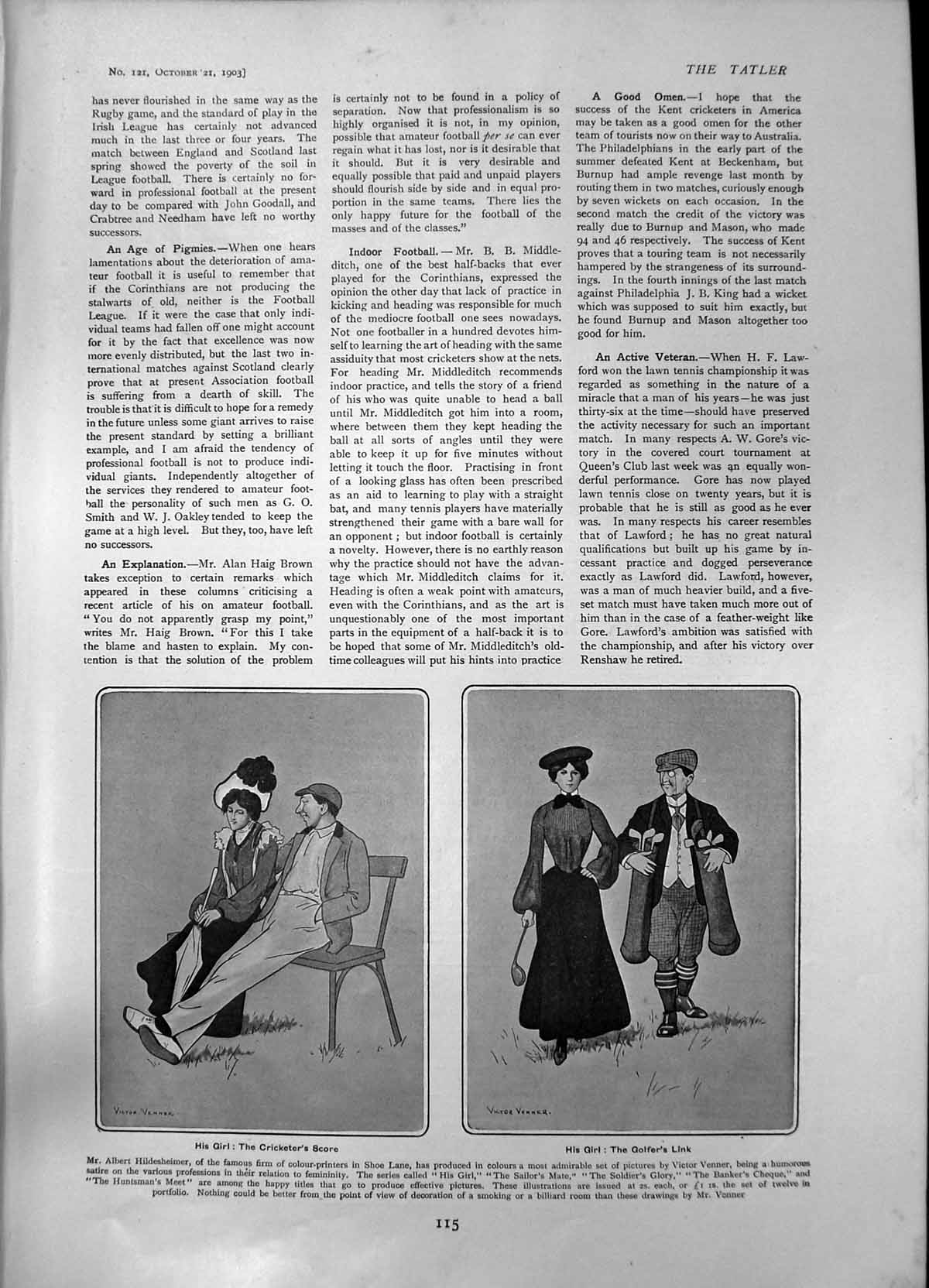 Old Victor Venner His Girl Cricketers Score Golfers Link Nelson Wax