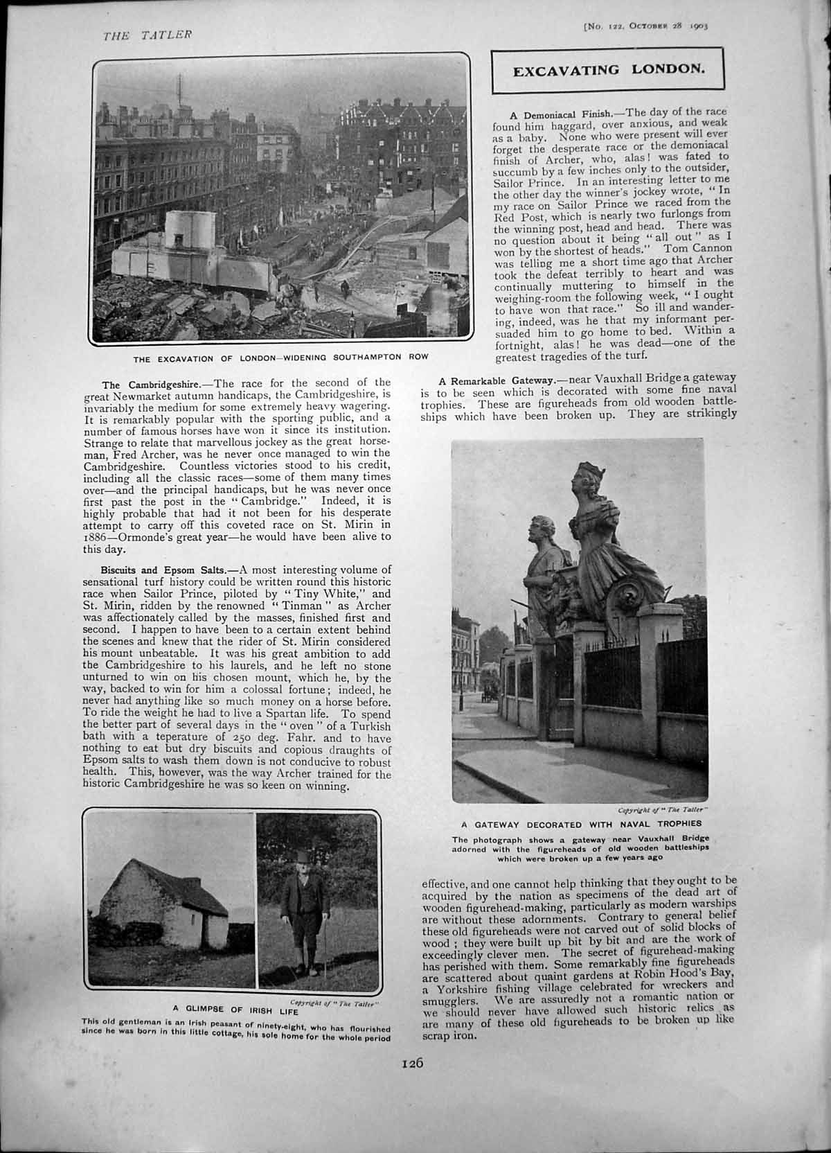 Old Print Excavation London Southampton Row Naval Figures Irish Life 1903 20th