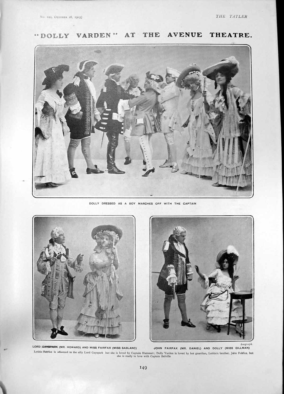 Old Print Dolly Warden John Fairfax Cavendish Morton Seymour Hodges 1903 20th