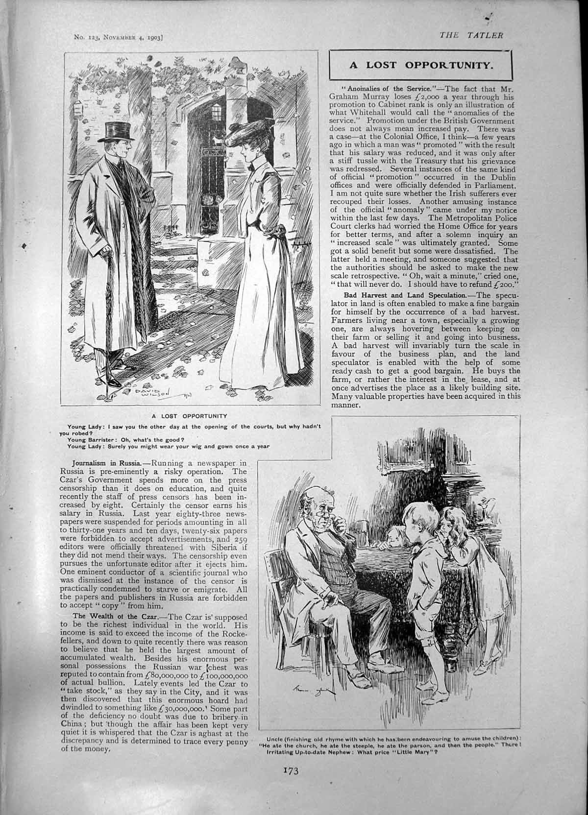 Old Print Humourr Lost Opportunity Barrister Rhona Adair Golf Homburg1903 20th