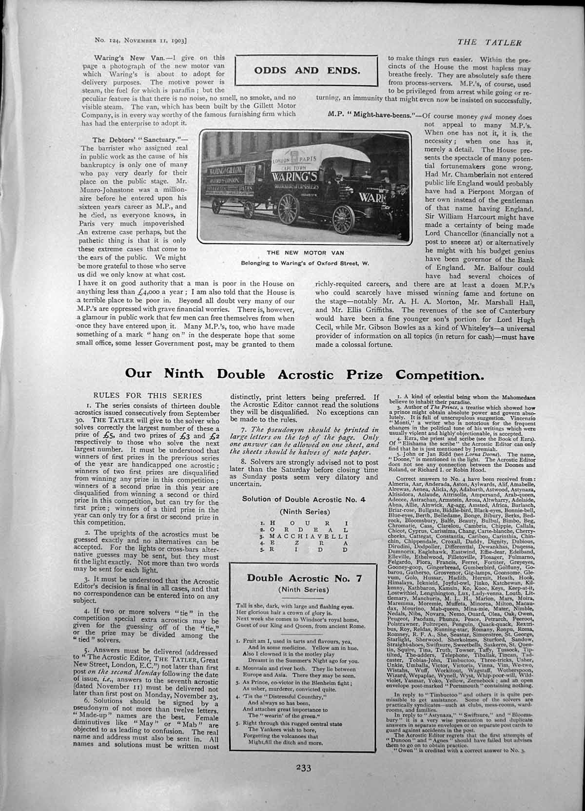 Old Print New Motor Van Warings Oxford St George Boots Welsh Forward1903 20th