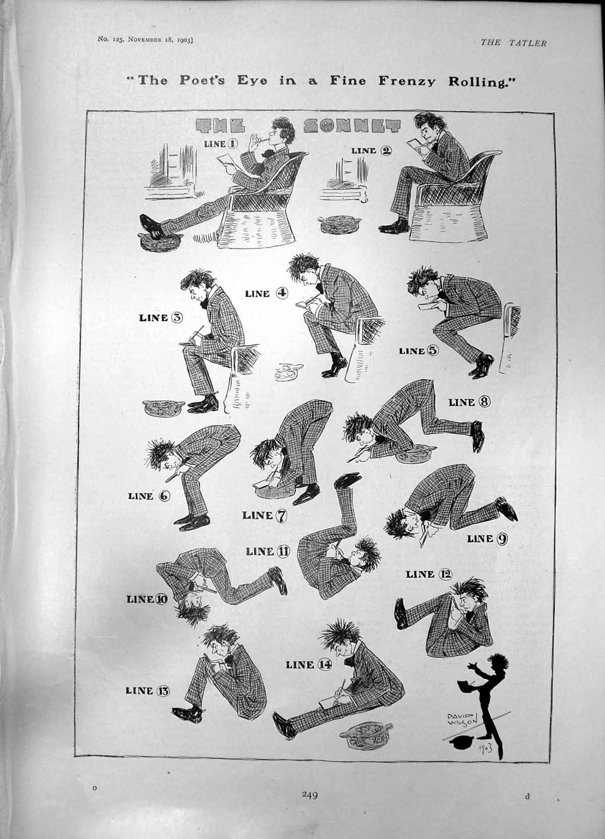 Old Antique Print Poets Eye Fine Frenzy Rolling Sonnet David Wilson 1903 20th