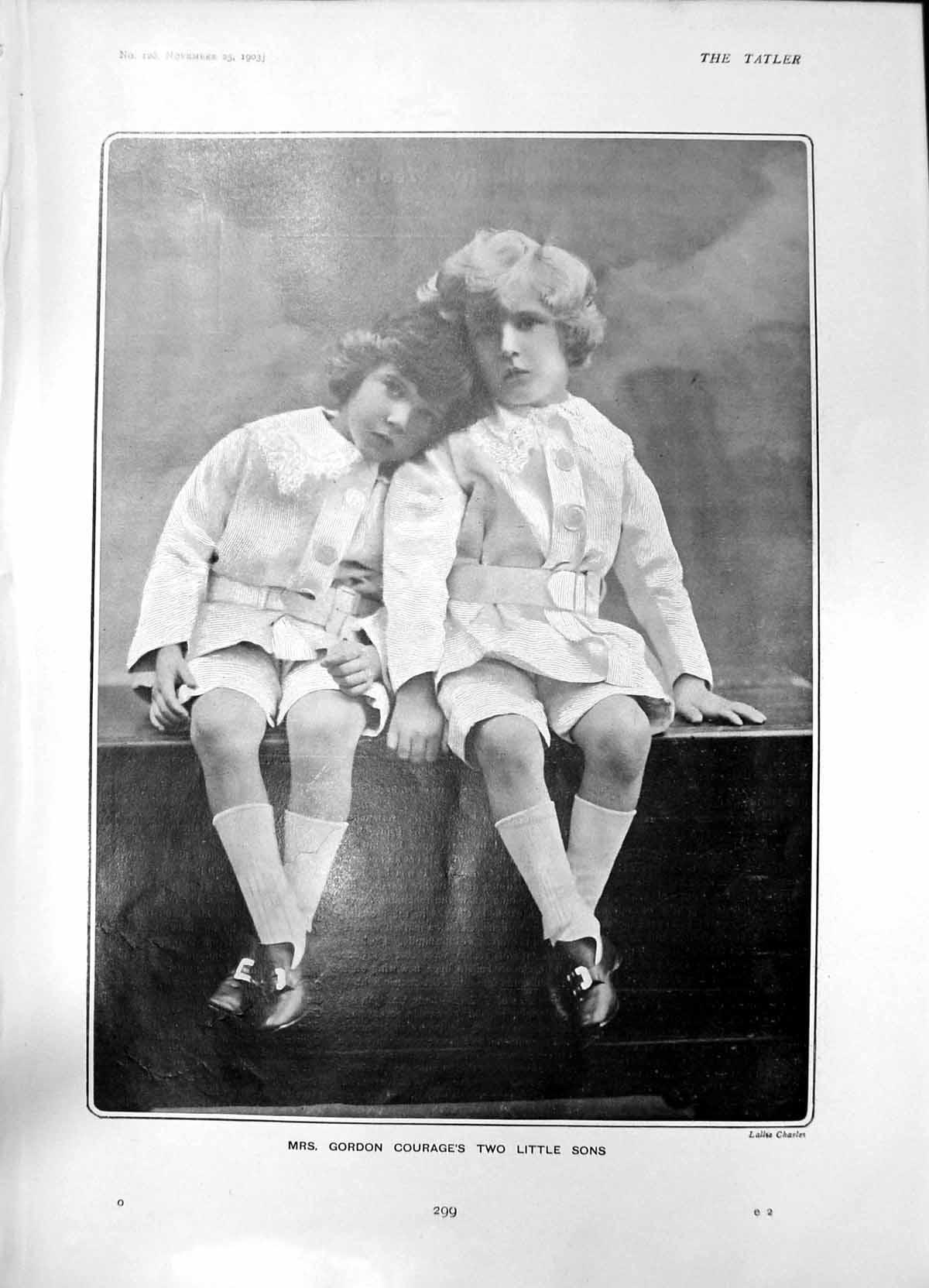 Original Old Antique Print Mrs Gordon Courages Two Little Sons Maud Coats 1903