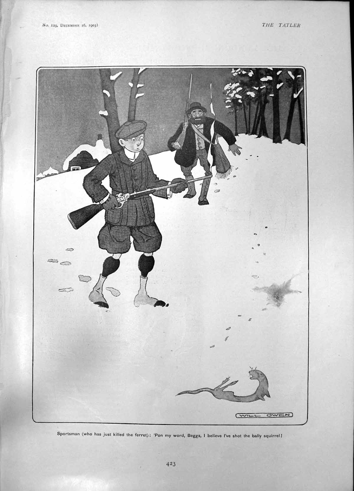 Old Print Sportsman Ferret Will Owen Hippodrome Cinguevalli J Inaudi 1903 20th
