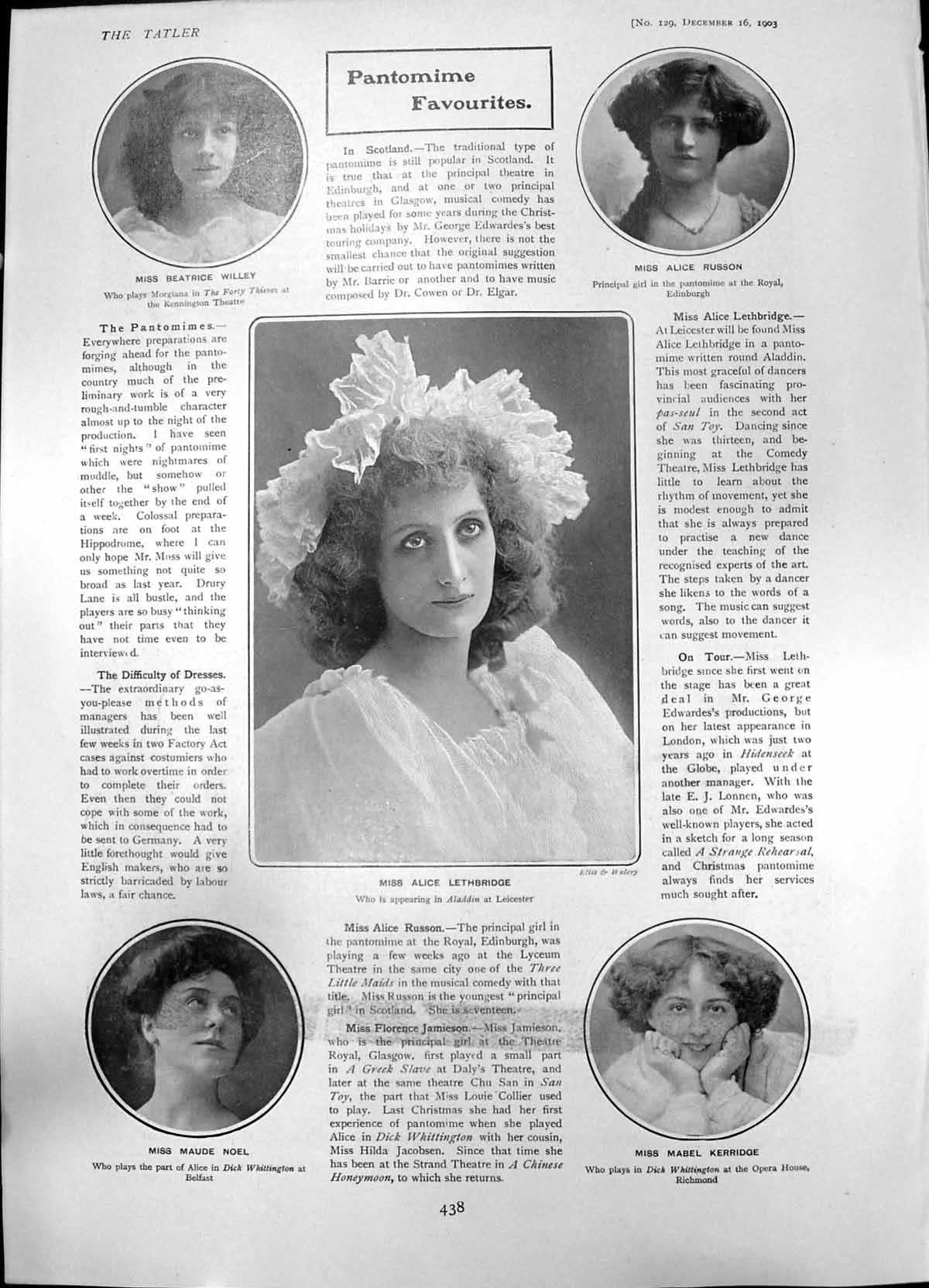 Antique Print Alice Lethbridge Mabel Kerridge Maude Noel Rose Hamilton 1903