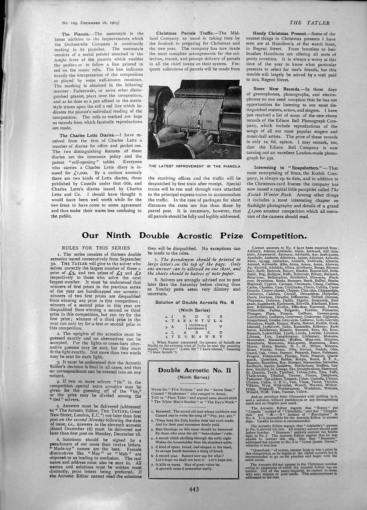 Old Latest Improvement Pianola Julian Walsh Captain London Irish 1903 20th